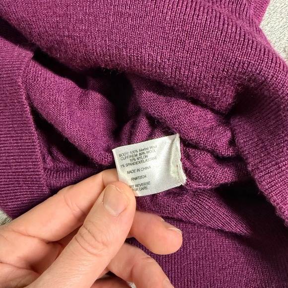 Orvis Mens Large Purple 100% Merino Wool Quarter Zip Pullover Sweater Mock Neck - Picture 5 of 10